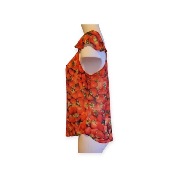 Anthropologie Strawberry Print Sleeveless Cotton Top Summer Blouse Size 6 - Picture 8 of 12